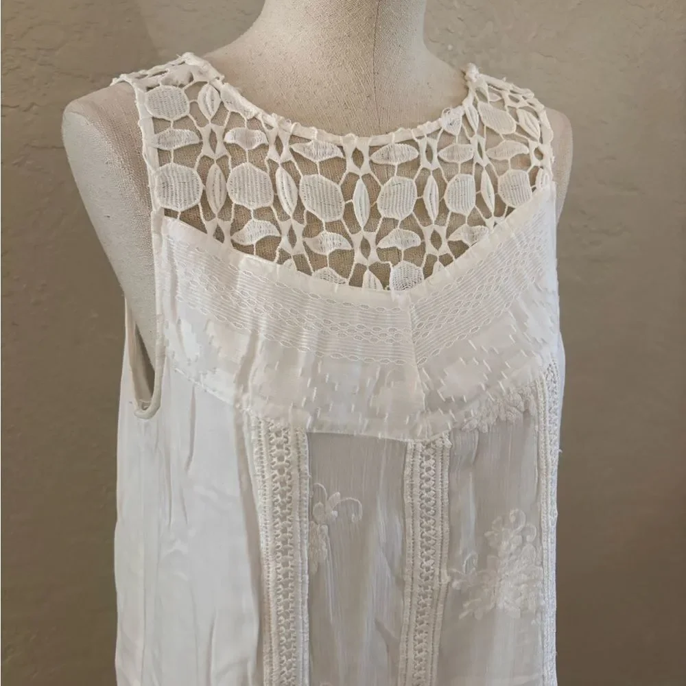 Knox Rose White Cotton Embroidered Lace Sleeveless Dress sz Small - Picture 4 of 9